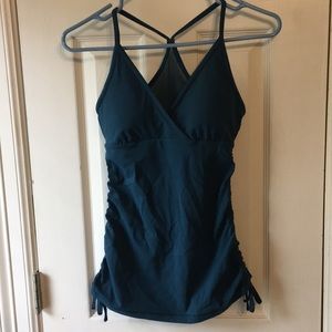 Lululemon teal side rouched tank top